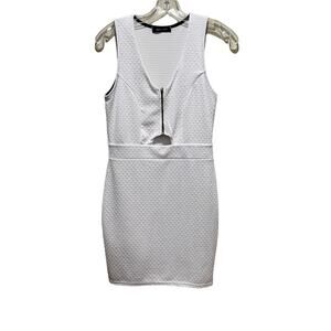 New Look Textured Bodycon Cutout Mini Dress White Size 10